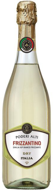 Вино ігристе Poderi Alti Frizzantinо Emilia Bianco Secco- Dry сухе біле 10% 0.75 л